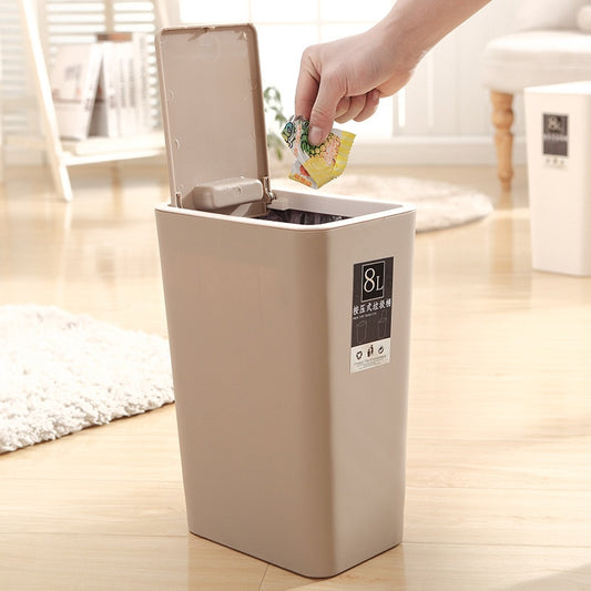 8 Litre Waste Bin Recycling Bins Press-to Open Home Office Bedroom Living Room Kitchen Bathroom Garbage Trash Basket