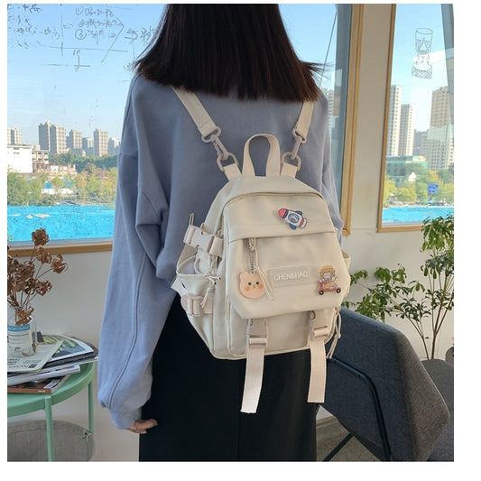 Korean Style Canvas Small Mini Backpack For Women Fashion Travel Backpack Leisure School Bag Tote For Tennage Girl Shoulder Bag