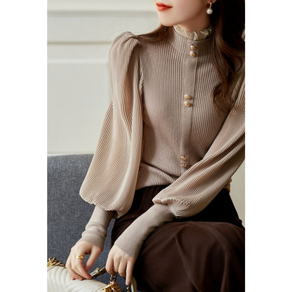 Korobov Vintage Long Sleeve Half Turtleneck Cardigans Sweaters Korean Single Breasted Basics Cardigan Japanese Sweet Sweater