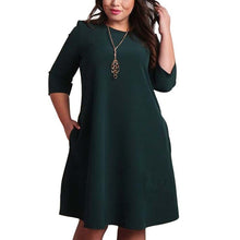 Load image into Gallery viewer, L-6XL Big Size Dresses Office Ladies Plus Size Casual Loose Autumn Dress Pockets Green Red Fashion Dress Vestidos Women Clothes
