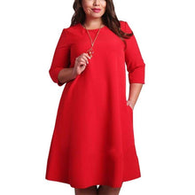 Load image into Gallery viewer, L-6XL Big Size Dresses Office Ladies Plus Size Casual Loose Autumn Dress Pockets Green Red Fashion Dress Vestidos Women Clothes
