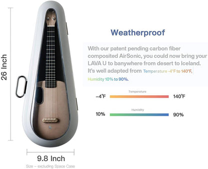 LAVA U Carbon Fiber FreeBoost Ukulele 23 inch 26 inch Tenor Ukulele With Effects Without Plugging In Travel Ukulele With Case