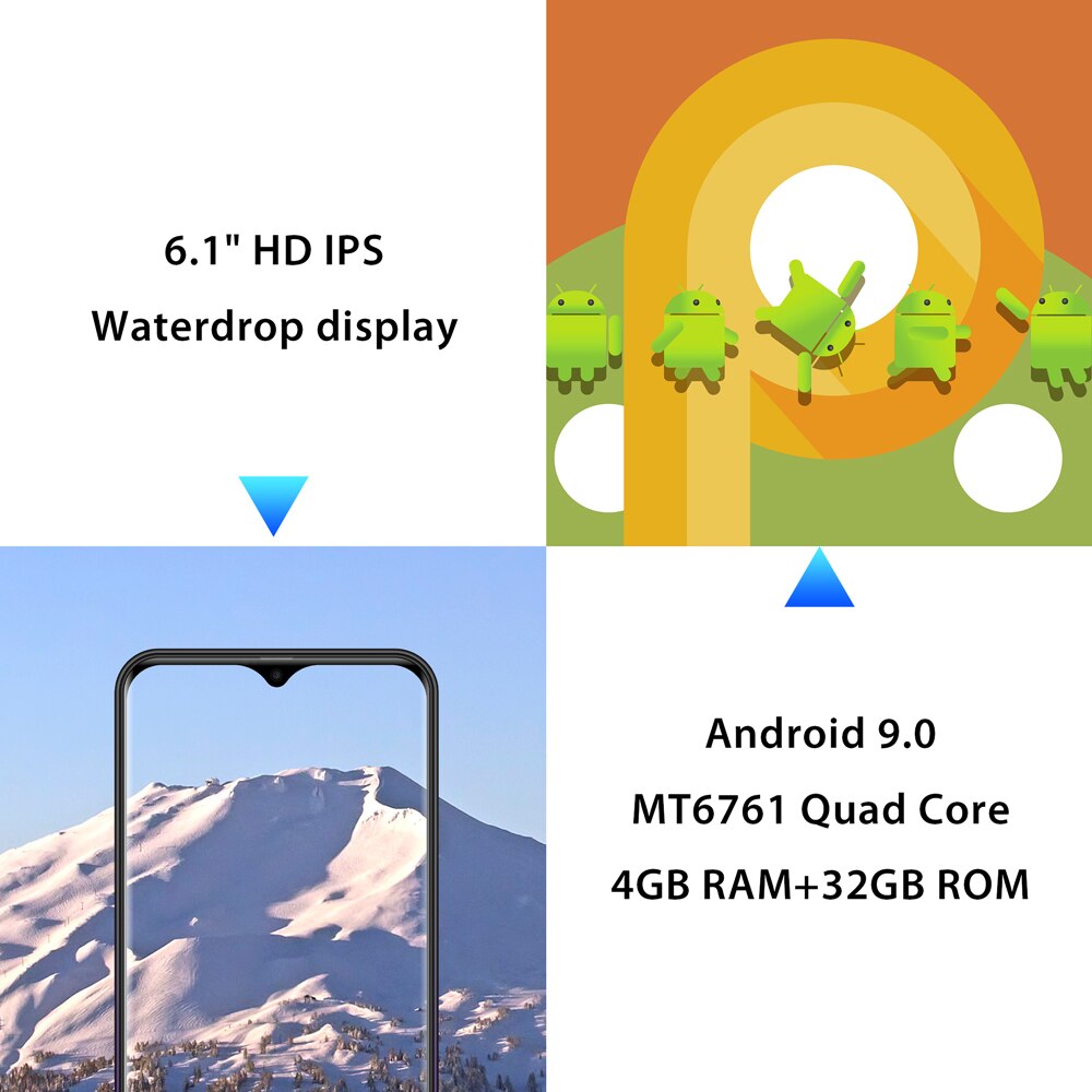 LEAGOO M13 4GB RAM 32GB ROM Mobile Phone Android 9.0 6.1" Waterdrop Screen MTK6761 Quad Core Fingerprint Face ID 4G Smartphone
