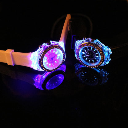 LED Light Flash Unisex Luminous Watches Women Men Boys Girls Silicone Wrist Watch Fashion Rhinestone Clock Kids Children Relogio Saati