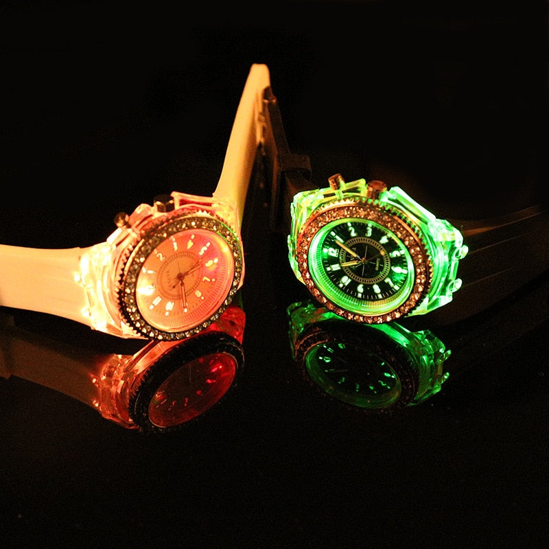 LED Light Flash Unisex Luminous Watches Women Men Boys Girls Silicone Wrist Watch Fashion Rhinestone Clock Kids Children Relogio Saati