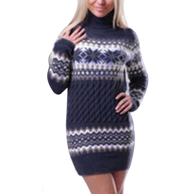 Laamei Women Winter Sweater Dress 2020 Knitted Turtleneck Long Sleeve Slim Loose Dress Sweaters Pullovers Streetwear Dresses