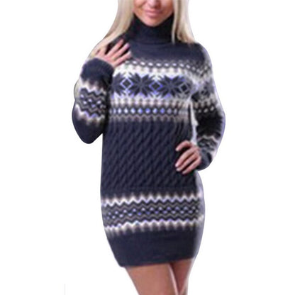 Laamei Women Winter Sweater Dress 2020 Knitted Turtleneck Long Sleeve Slim Loose Dress Sweaters Pullovers Streetwear Dresses