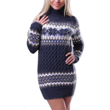 Load image into Gallery viewer, Laamei Women Winter Sweater Dress 2020 Knitted Turtleneck Long Sleeve Slim Loose Dress Sweaters Pullovers Streetwear Dresses
