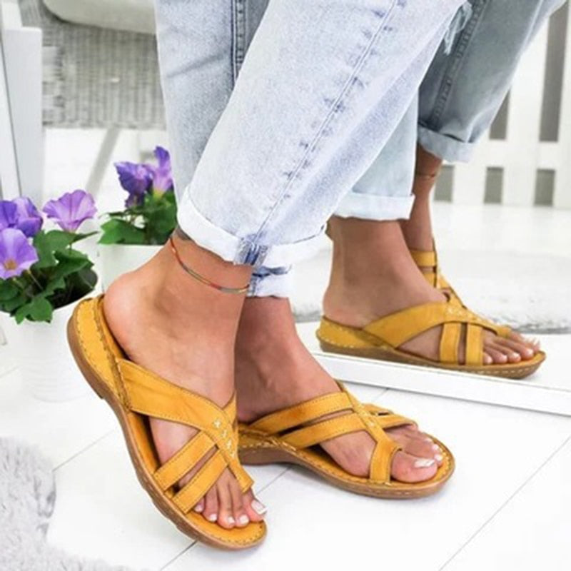 Ladies Gladiator Sandals Fashion Roman Slope Heel Comfortable Slippers Low Heel Beach Shoes Casual Slippers Sandalia 2021