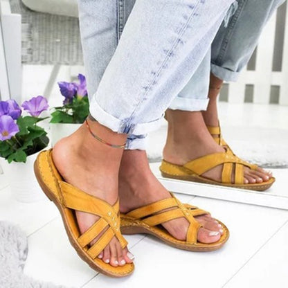 Ladies Gladiator Sandals Fashion Roman Slope Heel Comfortable Slippers Low Heel Beach Shoes Casual Slippers Sandalia 2021
