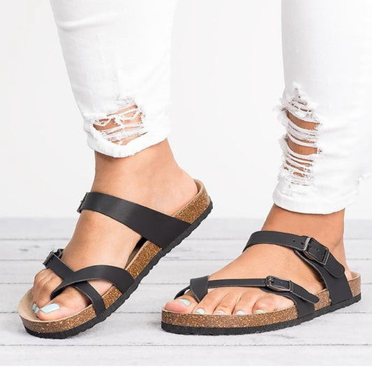 Ladies Platform Shoes 2020 Summer Fashion Rainbow Clip Toe Flip Flops Rome Style Cork Slippers Anti-skid Beach Women Sandals