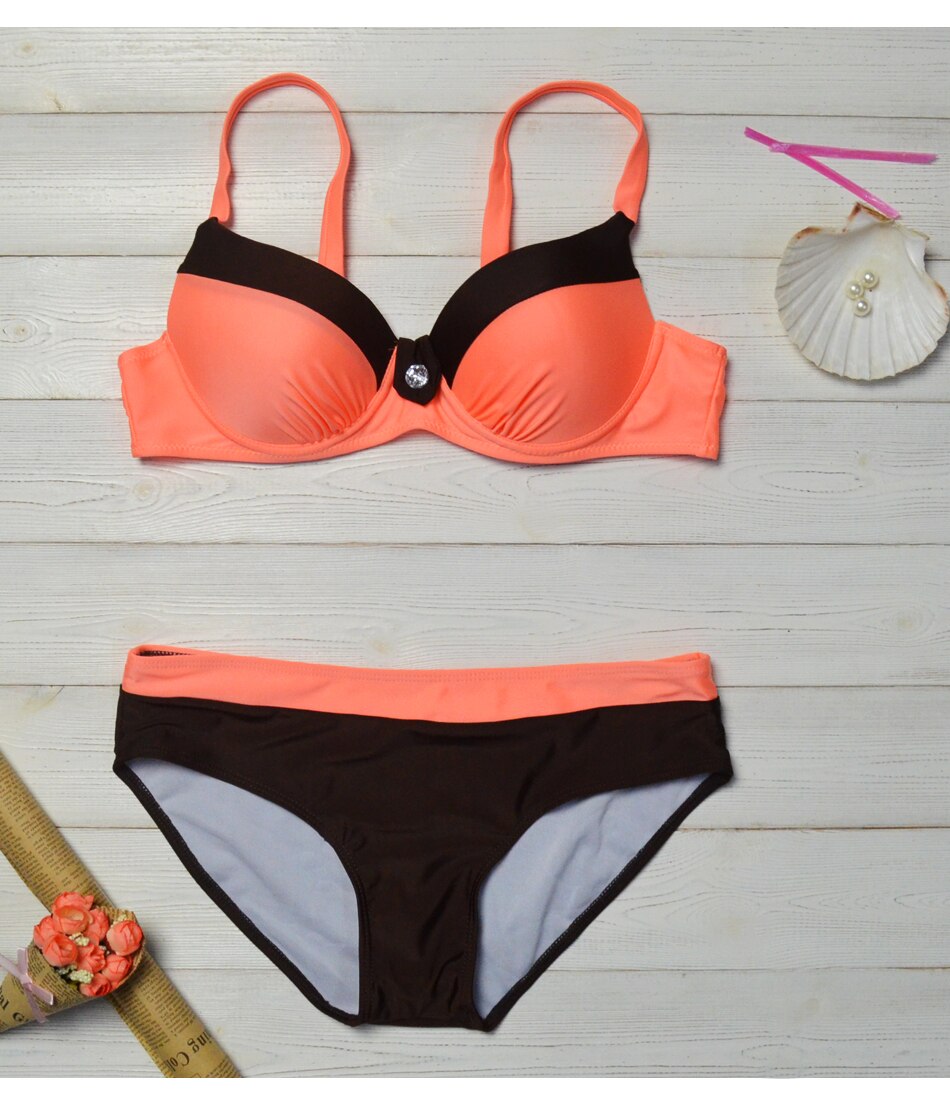Women's Summer Fashion Push-Up Bikini Low Waist Triangle Sexy Halter Split Vest Two-Piece Beach Crystal Stitching Swimsuit