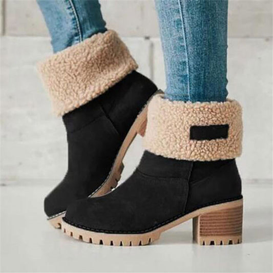 Ladies Winter Fur Warm Snow Boots Ladies Warm Ankle Boots Wool Ankle Boots Comfortable Shoes XL 40-43