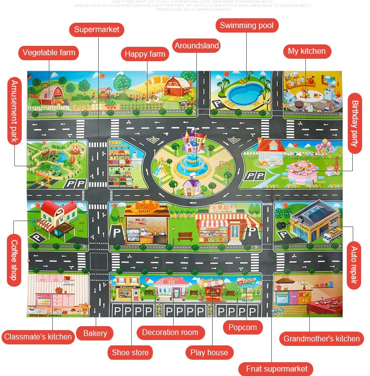 Large City Traffic Car Park Mat Play Kids Rug Developing Baby Crawling Mat  Play Game Mat Toys Children Mat Playmat Puzzles ZXH