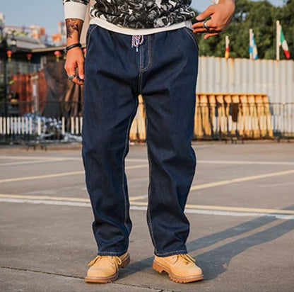 Men's Large Size Jeans 10XL 12XL pants business office pants high waist stretch straight 8XL jeans autumn and winter stretch