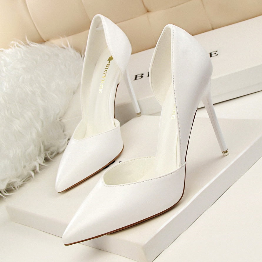 Women's Pumps Fashion High Heels Shoes Black Pink Yellow Shoes Women Bridal Wedding Shoes Ladies Heel Height 10CM
