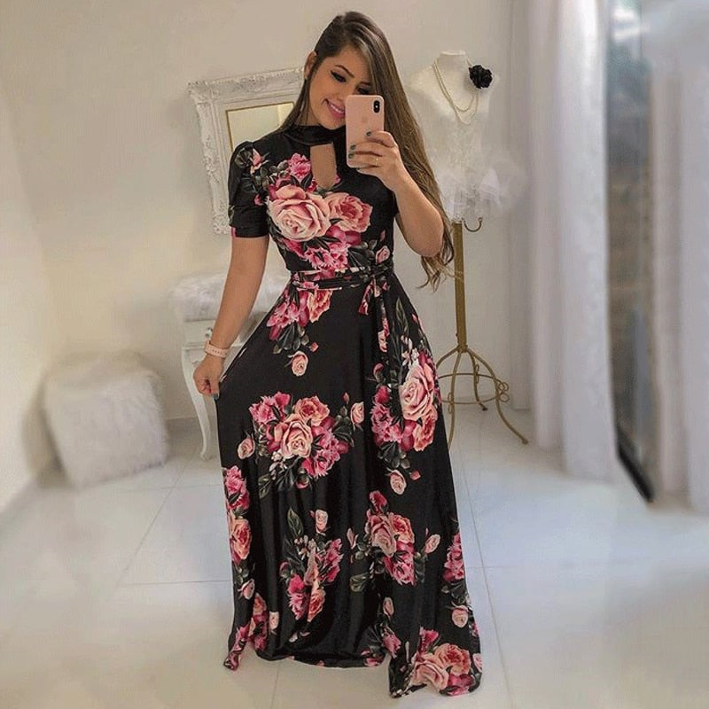 Laughido Plus Size Chiffon Maxi Dress Big Size Ukraine Swing Vestidos Dress Elegant Long Party Dress Loose Robe Women's Clothing