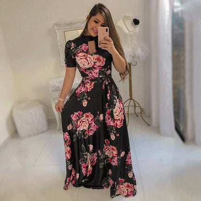 Laughido Plus Size Chiffon Maxi Dress Big Size Ukraine Swing Vestidos Dress Elegant Long Party Dress Loose Robe Women's Clothing