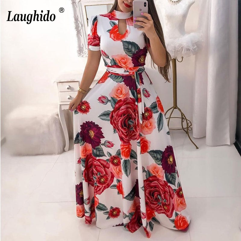 Laughido Plus Size Chiffon Maxi Dress Big Size Ukraine Swing Vestidos Dress Elegant Long Party Dress Loose Robe Women's Clothing
