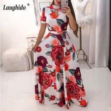 Load image into Gallery viewer, Laughido Plus Size Chiffon Maxi Dress Big Size Ukraine Swing Vestidos Dress Elegant Long Party Dress Loose Robe Women&#39;s Clothing
