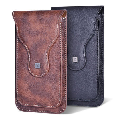 Leather Vintage Double-layer  Mobile Phone Case Cover Pack Men Portable Waist Bag Belt Clip Phone Holster
