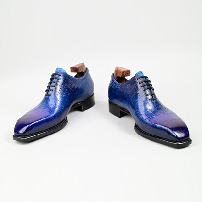 Men's Leather Oxford Calfskin Embossed Crocodile Pattern Dress Shoes Goodyear Welted high quality handmade Luxury Shoes