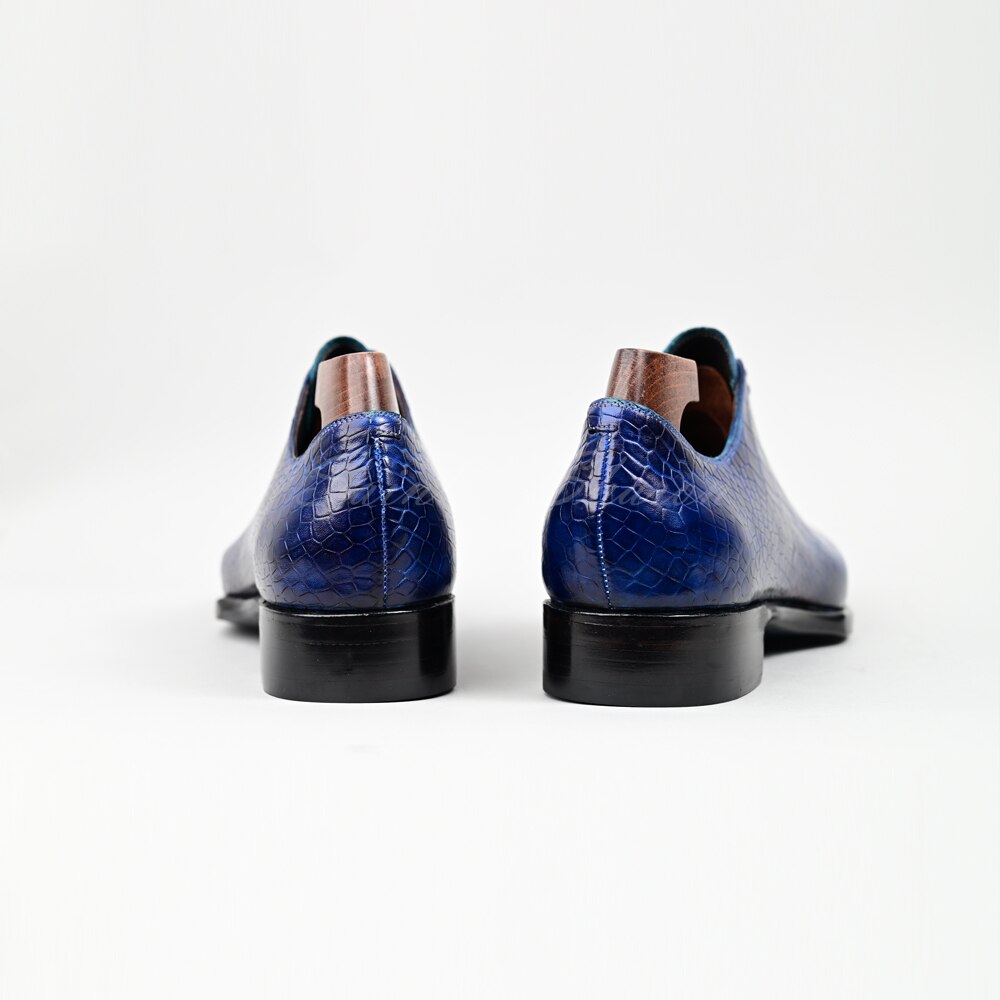 Men's Leather Oxford Calfskin Embossed Crocodile Pattern Dress Shoes Goodyear Welted high quality handmade Luxury Shoes