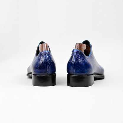Men's Leather Oxford Calfskin Embossed Crocodile Pattern Dress Shoes Goodyear Welted high quality handmade Luxury Shoes