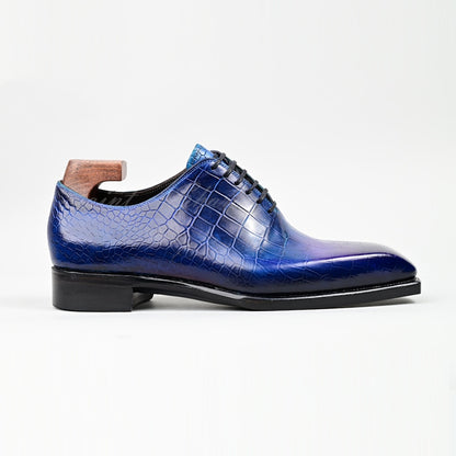 Men's Leather Oxford Calfskin Embossed Crocodile Pattern Dress Shoes Goodyear Welted high quality handmade Luxury Shoes
