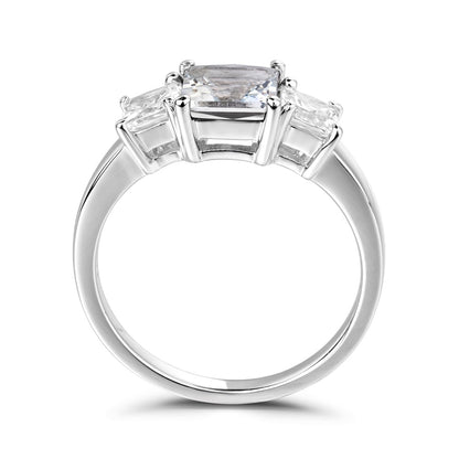 Leige Jewelry Square Cut Natural Aquamarine Engagement Ring Sterling Silver 925 for Women Wedding Promise Rings Romantic Gift