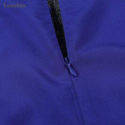 Lenshin V-Neck Collar Back Zipper Blouse Blue White Pink Shirt Women Work Wear Office Lady Blouse Professional Long Sleeve Top