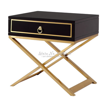 Light Luxury Golden Bedside Cupboard Simple Post-Modern Nightstand Storage Furniture Bedroom BedStand Cabinet White Black