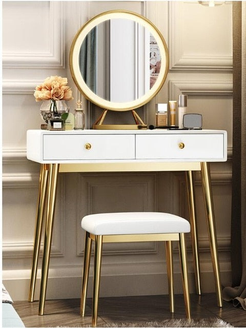 Light luxury dressing table bedroom small apartment modern simple dressing table net red ins dressing table dressing table light