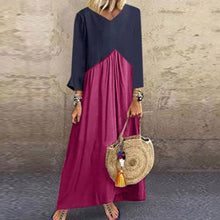 Load image into Gallery viewer, Lipswag Vintage Long Dress Patchwork Casual Loose Plus Size Retro Maxi Dresses Women 2019 Summer O-neck Beach Dress Vestidos
