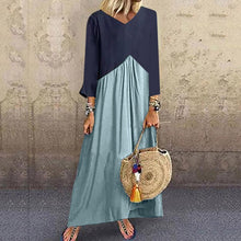 Load image into Gallery viewer, Lipswag Vintage Long Dress Patchwork Casual Loose Plus Size Retro Maxi Dresses Women 2019 Summer O-neck Beach Dress Vestidos
