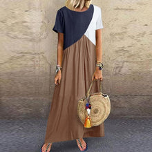 Load image into Gallery viewer, Lipswag Vintage Long Dress Patchwork Casual Loose Plus Size Retro Maxi Dresses Women 2019 Summer O-neck Beach Dress Vestidos
