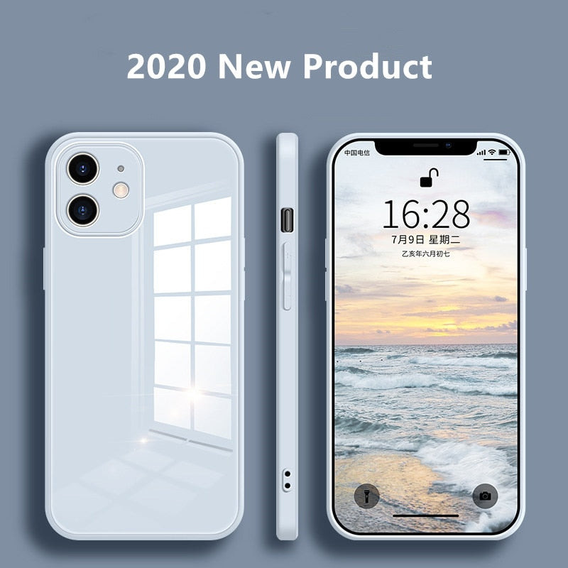 Liquid Glass Case For iPhone 12 11 Pro X XS Max XR SE2 7 8 Plus Scratch-Resistant Anti-Fall Colorful Back Cover Protective Case