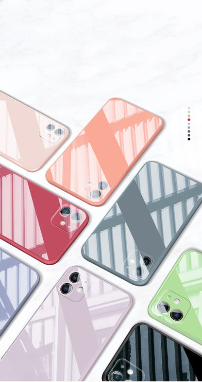 Liquid Glass Case For iPhone 12 11 Pro X XS Max XR SE2 7 8 Plus Scratch-Resistant Anti-Fall Colorful Back Cover Protective Case