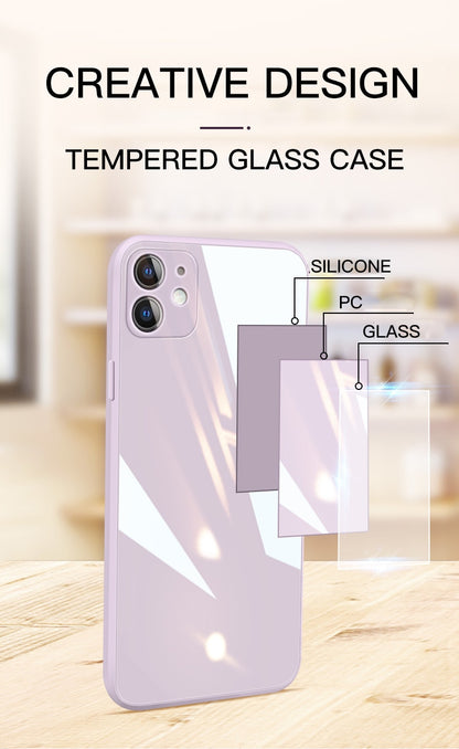 Liquid Glass Case For iPhone 12 11 Pro X XS Max XR SE2 7 8 Plus Scratch-Resistant Anti-Fall Colorful Back Cover Protective Case