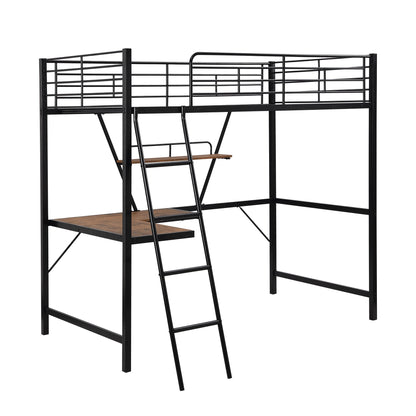 Loft Bed with L-shaped Desk,Shelf,Stairs,Slide.Mental Frame Assembled Twin Size Bed with Storage Space Living Room Furniture