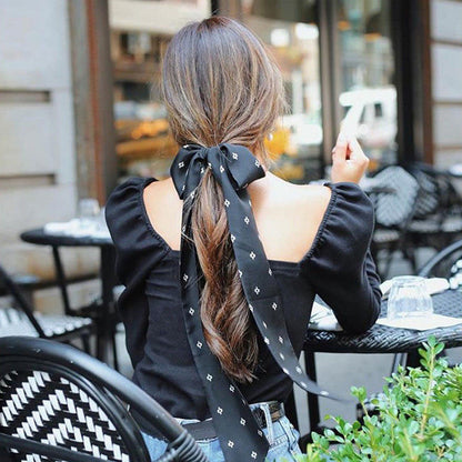 Lolita Style Women's Summer Long Puff Sleeve Elegance Square Neck Loose Tops Blouse Ladies
