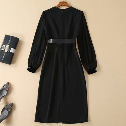 Long Dress Designer High Quality Autumn New Women's Fashion Work Party Sexy Sexy Elegant Chic Pencil Black Long Sleeve Dresses