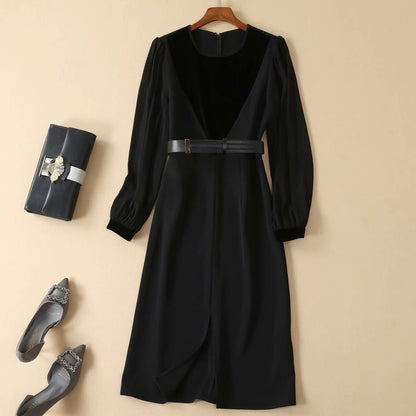 Long Dress Designer High Quality Autumn New Women's Fashion Work Party Sexy Sexy Elegant Chic Pencil Black Long Sleeve Dresses