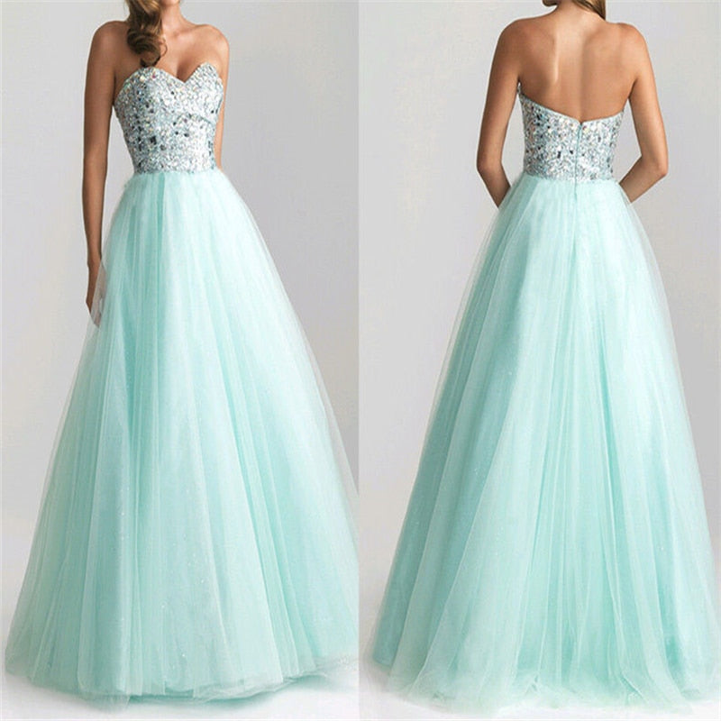 Women's Long Formal Dresses 2017 Elegant Floor-length Formal Wedding Party Sequined Bridesmaid Prom Gown Dress