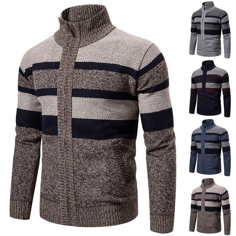 Long Jumper Winter Sleeve Sweater Zipper Coat Men Knitted Turtleneck Cardigan Men abrigo hombre Christmas Sweater Outcoat 2021