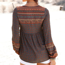 Load image into Gallery viewer, Bohemian Long Sleeve Blouse Women Autumn Winter Bohemian Vintage Print Ladies Daily V Neck Blouses Shirts Women Tops Camisa
