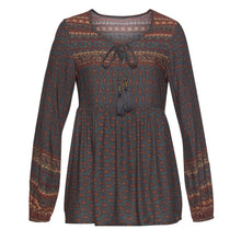 Load image into Gallery viewer, Bohemian Long Sleeve Blouse Women Autumn Winter Bohemian Vintage Print Ladies Daily V Neck Blouses Shirts Women Tops Camisa
