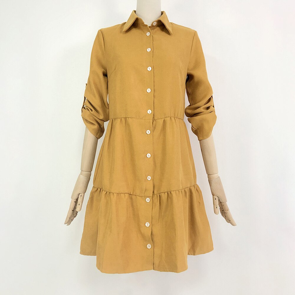 Lossky Shirt Dress Long Sleeve Women Autumn Office Work Dress Chic Button White Black Ladies Slim Midi Dresses 2020 Clothes