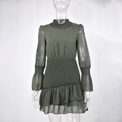Lossky Women Dress Long Sleeve Sexy See Through Mini Short Dress White Cascading Ruffled Ladies dresses for women 2020 Spring