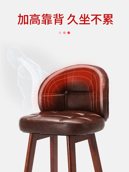 Louis Fashion Bar Chairs Solid Wooden Table Chair High Footstool Modern Simple Stool Bar Chair